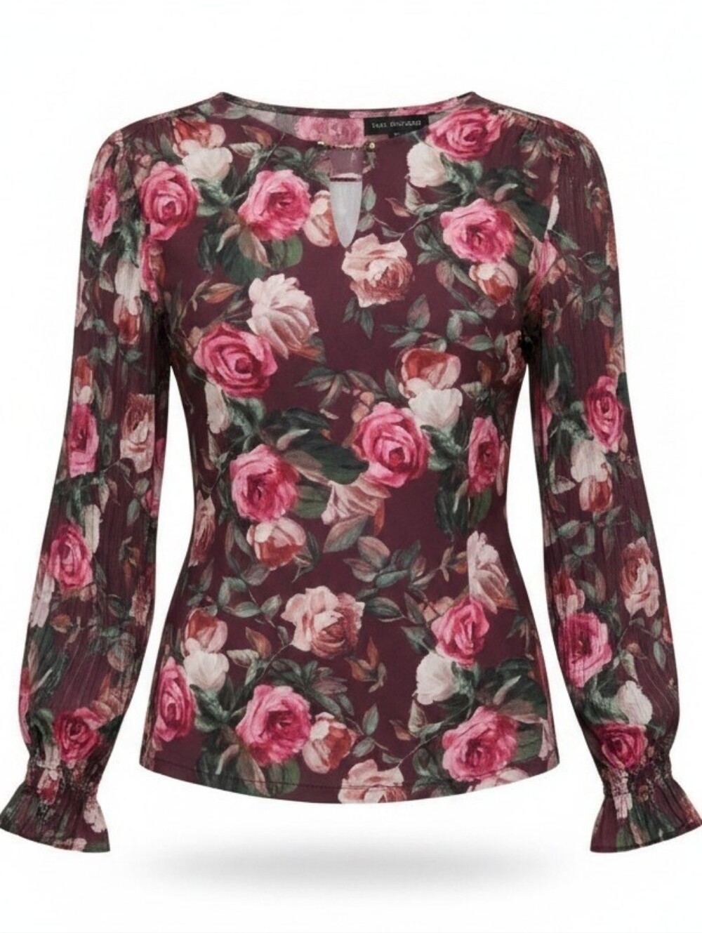 Nwot SARA MICHELLE Plum And Pink Colored Floral Blouse